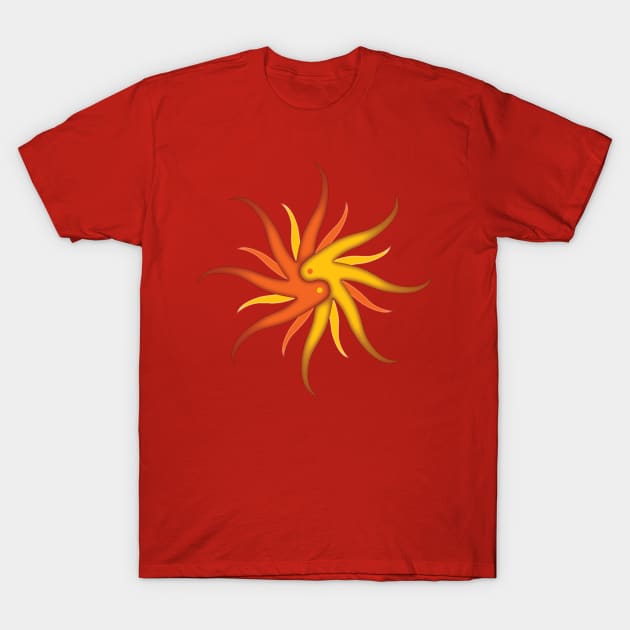 Yin Yang Sunburst T-Shirt by RudDesigns